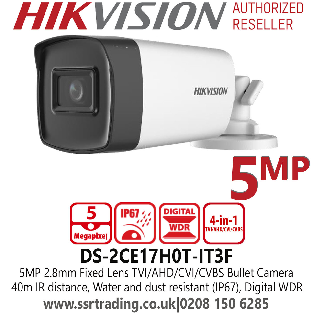 HIKVISION DS-2CE17H0T-IT3F (2.8MM) HAC BULLET 5MP